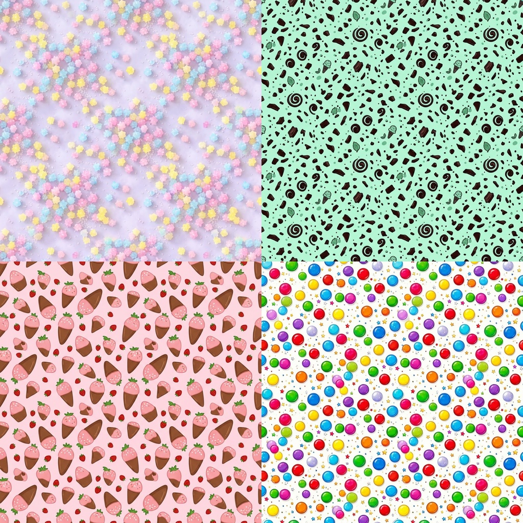 【商用利用可】お菓子&スイーツ背景素材10種セット(A4印刷用PDF同梱)|TRPG・配信・ポップ系