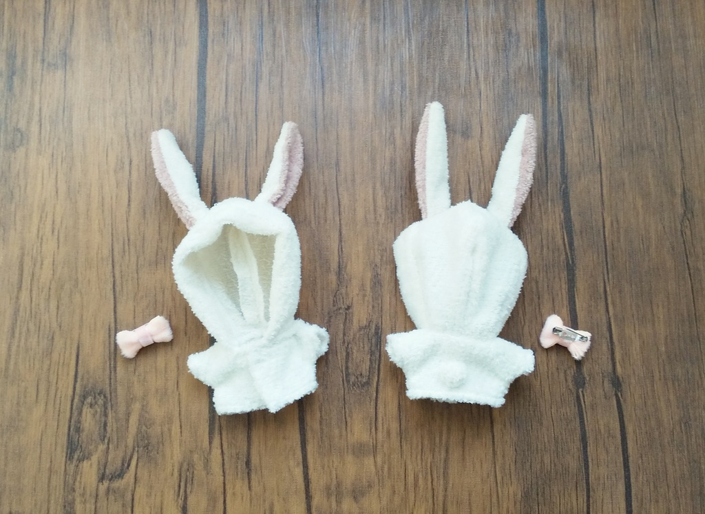 【再販なし】10cm/12cm ぬい用 ふわふわ うさみみ パーカー