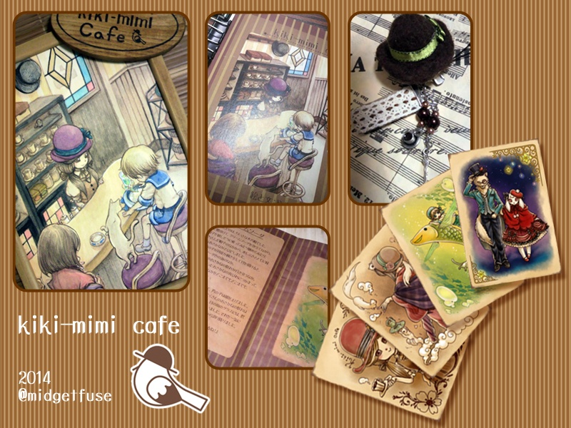 【kiki-mimi cafe】ポストカード(トリ&カップ・白赤)