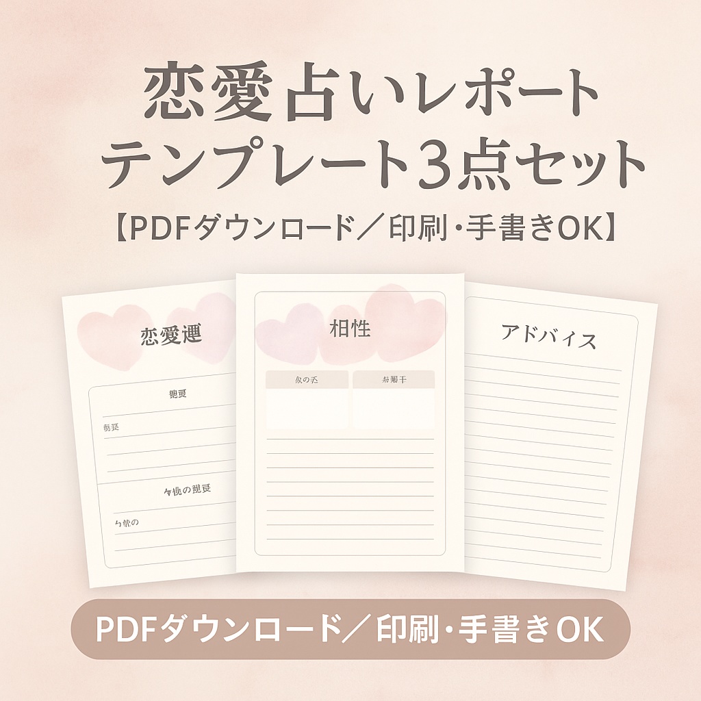 恋愛占いレポートテンプレート3点セット【PDF対応】」