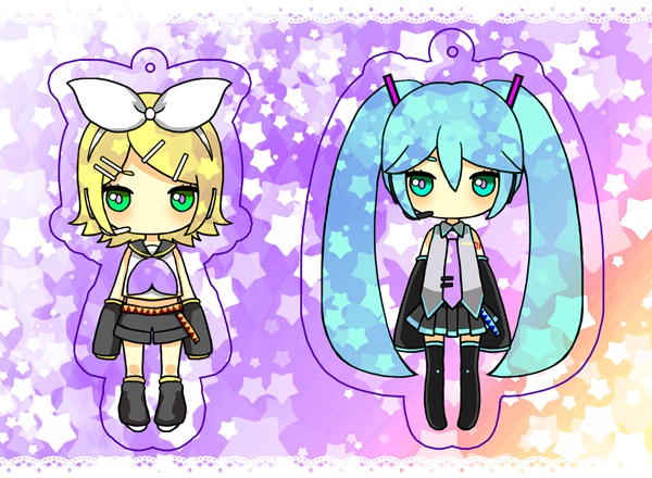 リン／ミク　ちょい透けアクリルキーホルダー