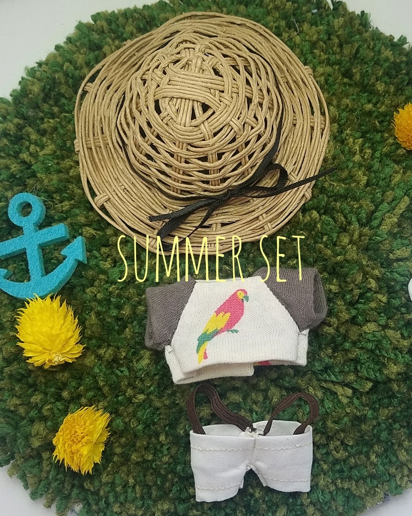 ぬい服 麦わら帽子 夏物シャツ セット