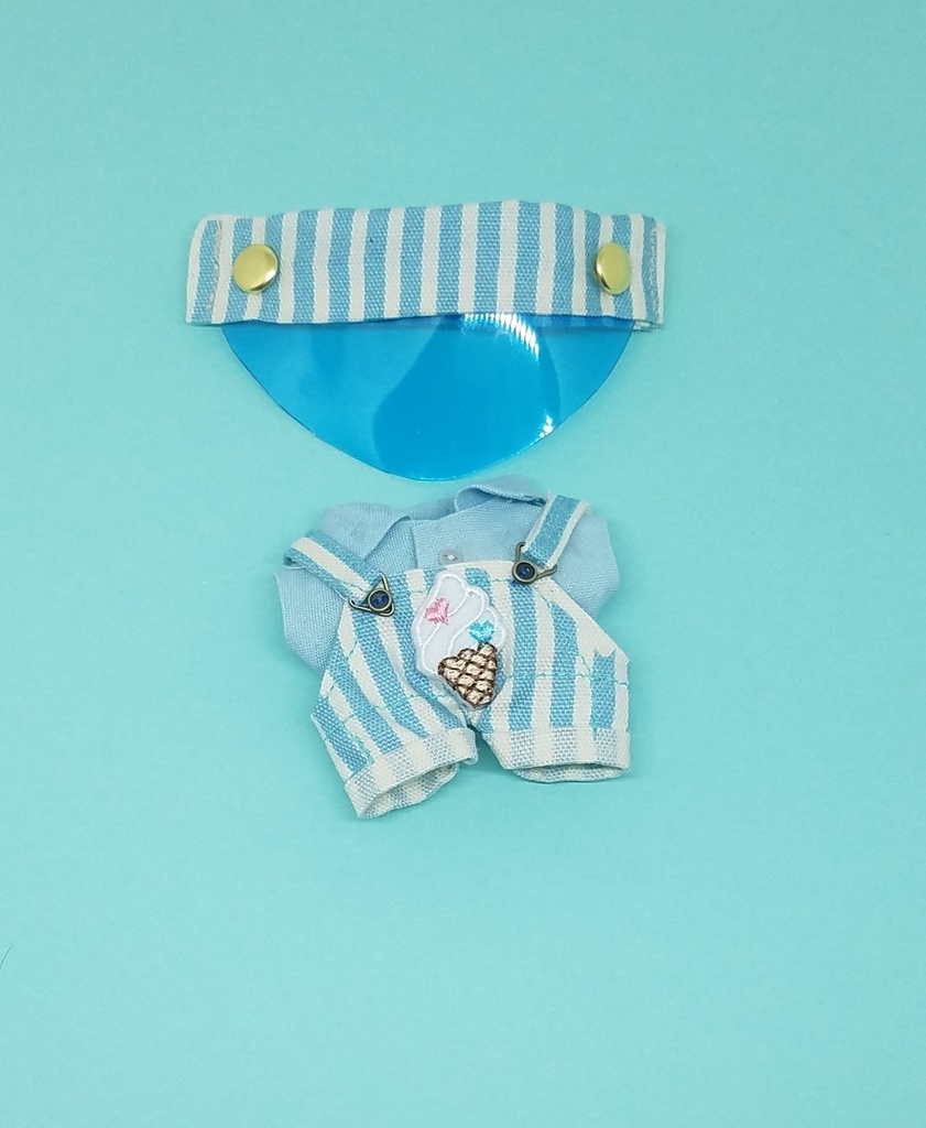 アイスクリームサロペット カラーシャツ サンバイザー ぬい服 10ｃｍ 12ｃｍサイズ - pigtails - BOOTH