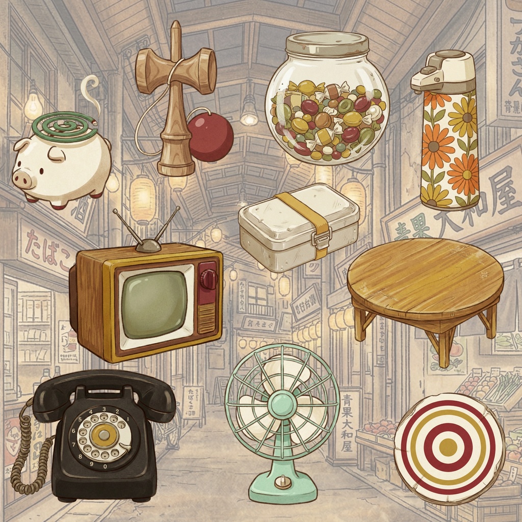 【昭和レトロ】クリップアート素材30点セット|透過PNG・商用OK