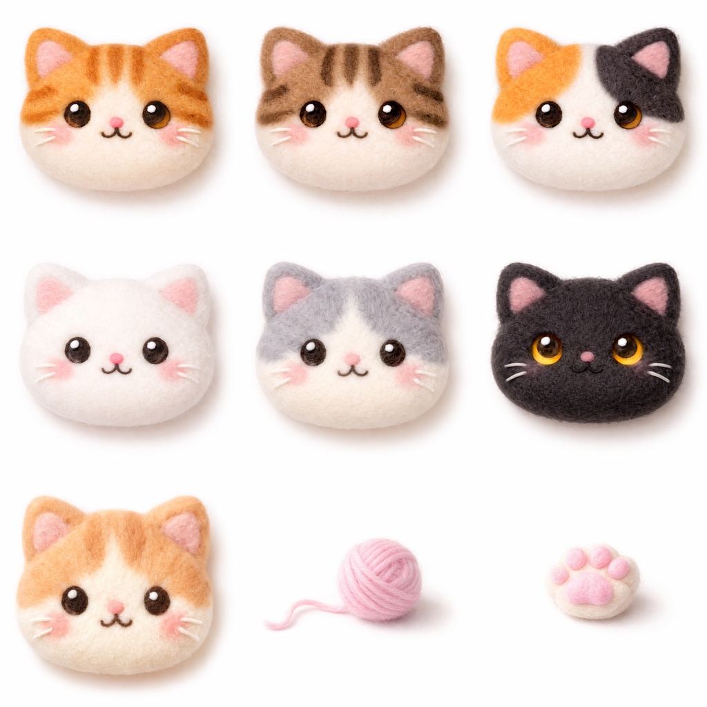 モコモコ質感クリップアート素材 透過PNG 60点(動物6種)商用利用OK