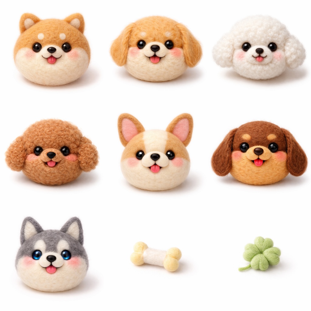 モコモコ質感クリップアート素材 透過PNG 60点(動物6種)商用利用OK