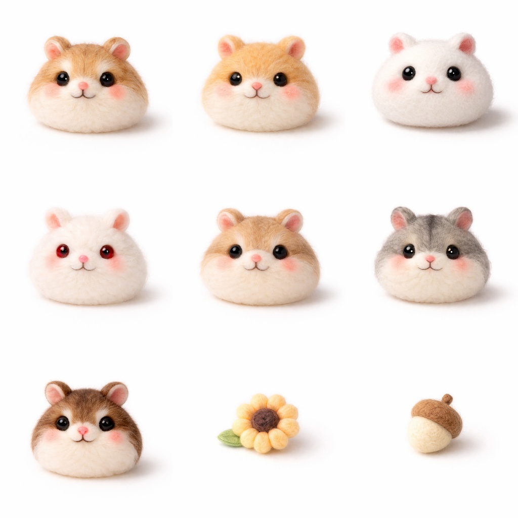 モコモコ質感クリップアート素材 透過PNG 60点(動物6種)商用利用OK