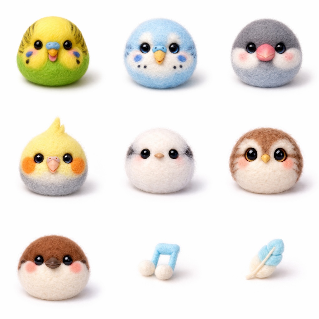 モコモコ質感クリップアート素材 透過PNG 60点(動物6種)商用利用OK