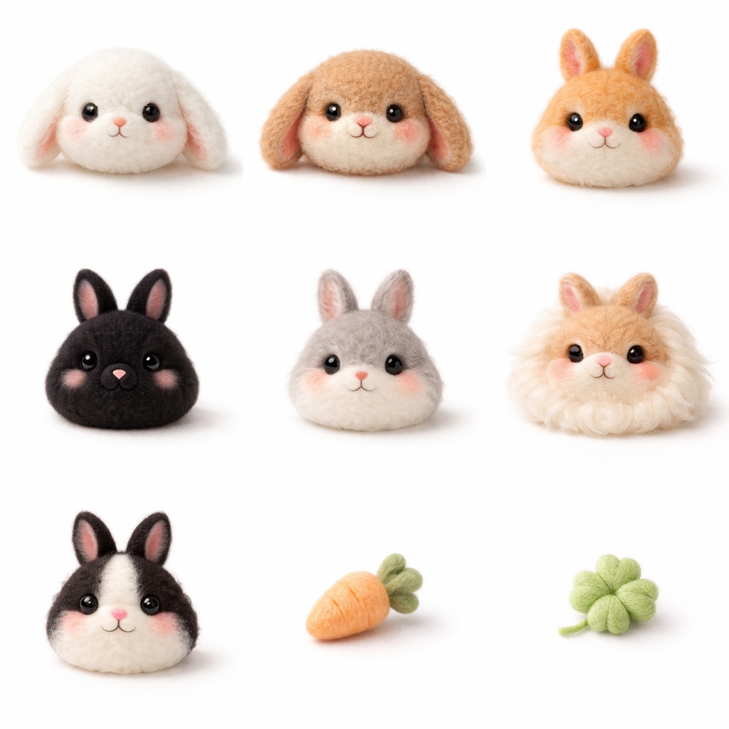 モコモコ質感クリップアート素材 透過PNG 60点(動物6種)商用利用OK