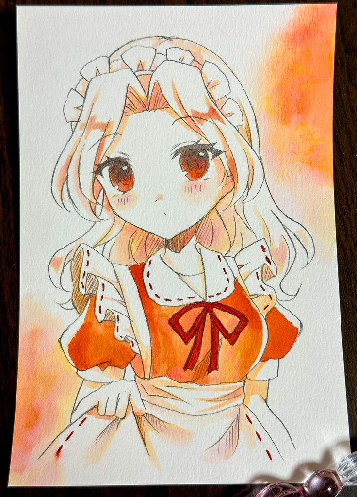 手描きイラスト　東方旧作　夢子　ドローイング