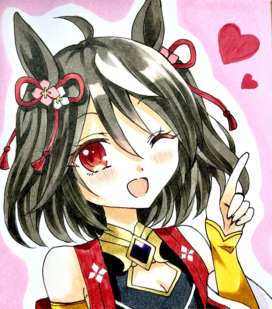 手描きイラスト 『キタサンブラック』 ミニ色紙