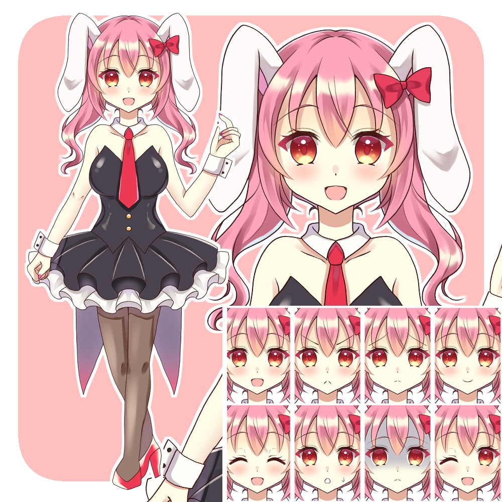 【立ち絵素材】ピンク髪バニー【表情10種+シルエット】