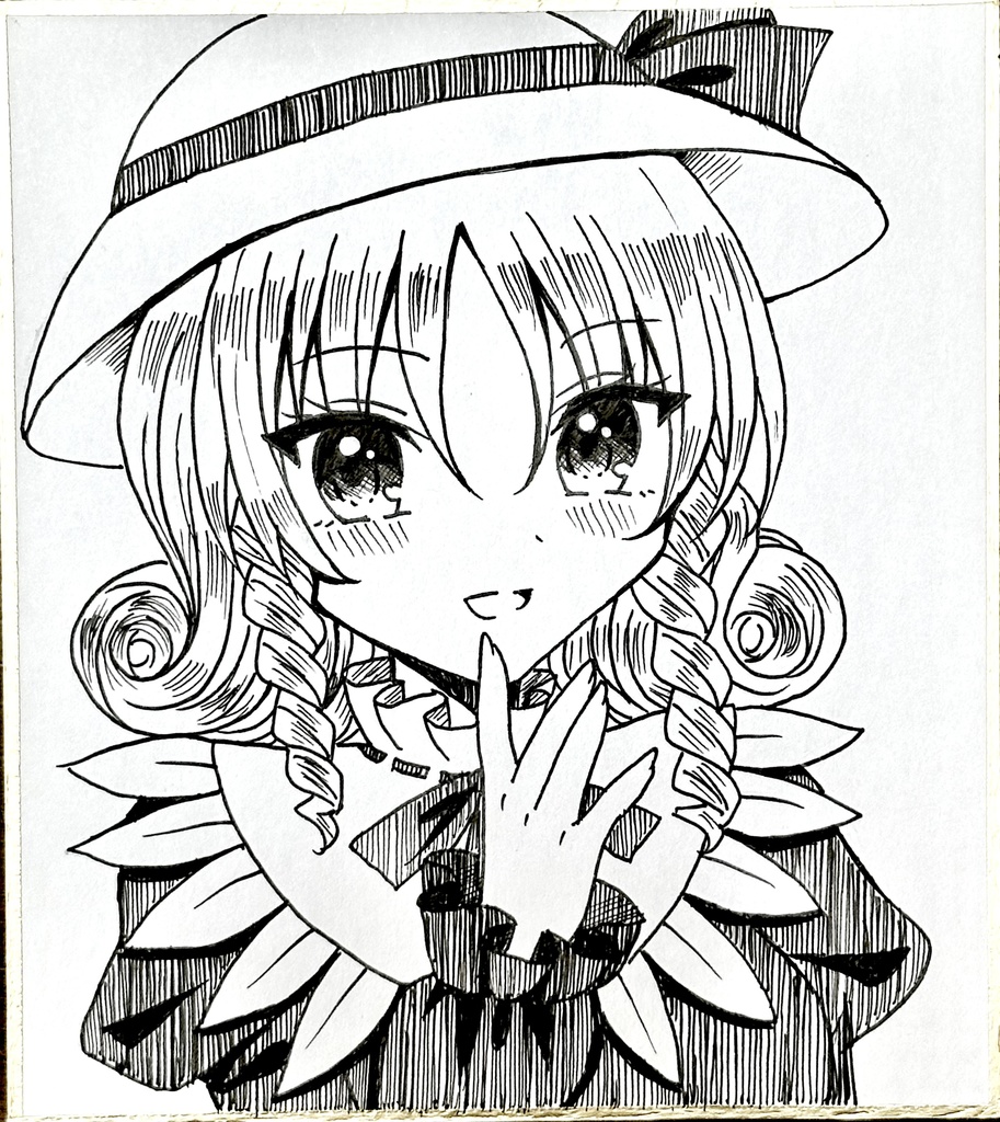 手描きイラスト 『東方Project 東方旧作 エリー』ミニ色紙