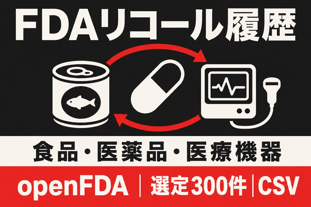 FDA 食品・医薬品・医療機器 リコール履歴｜選定300件・CSV