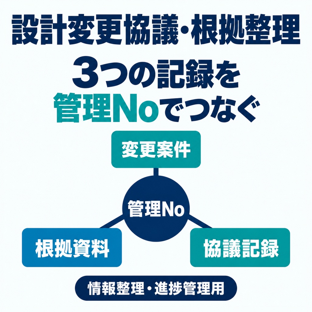 【施工管理向けExcel】設計変更協議・根拠整理ブック|協議内容と判断根拠を案件ごとに整理