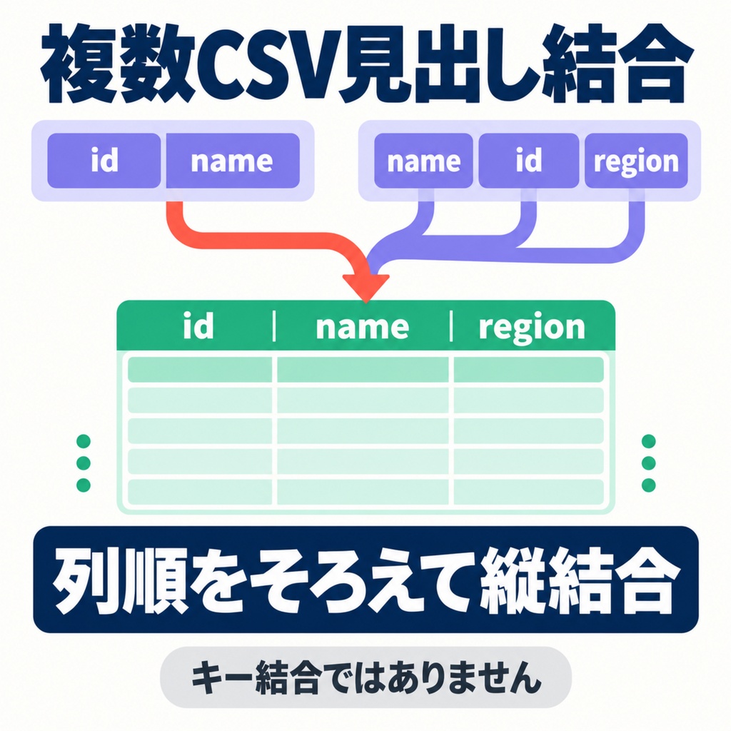 複数CSV見出し結合｜列順をそろえて1ファイル化
