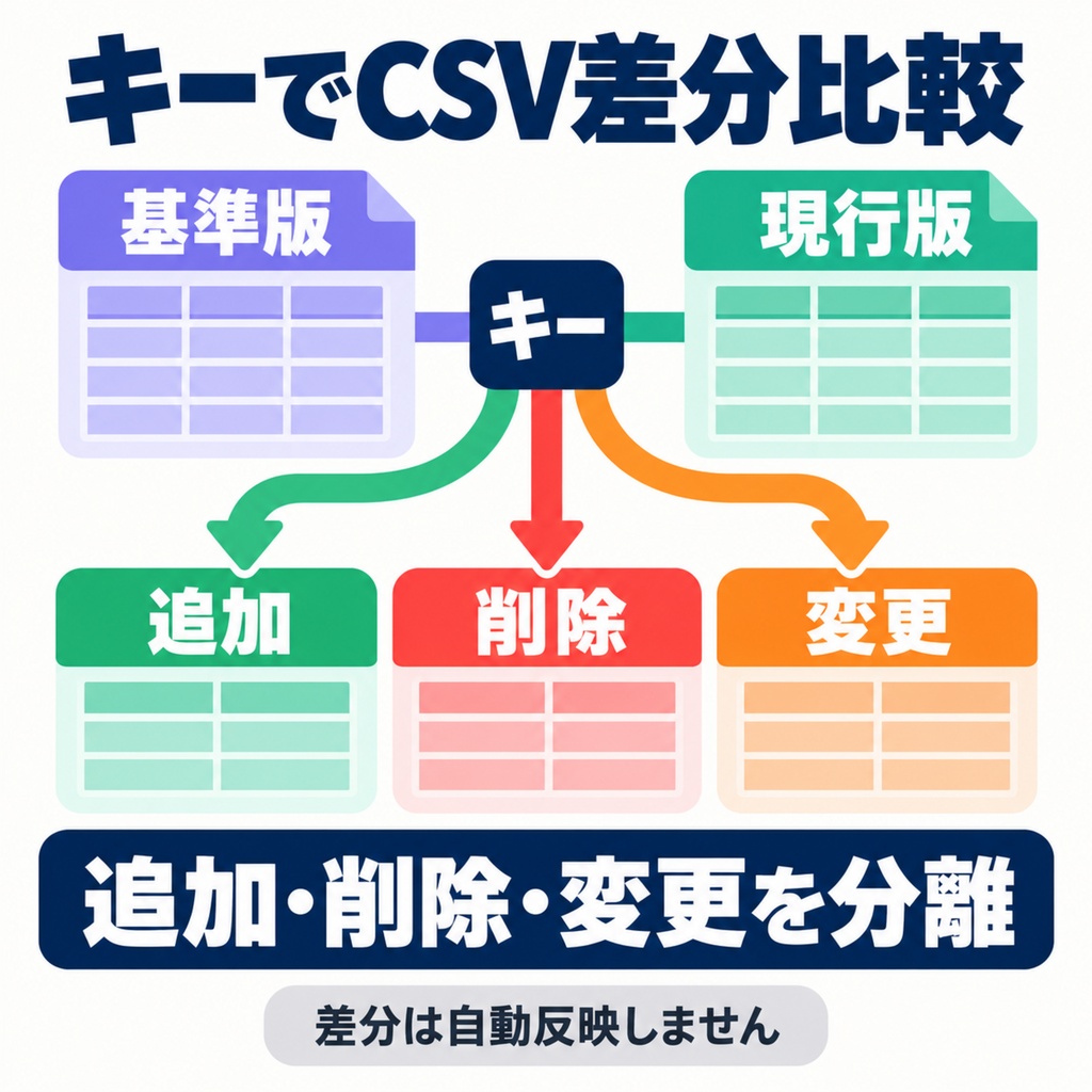キーでCSV差分比較｜追加・削除・変更を分離