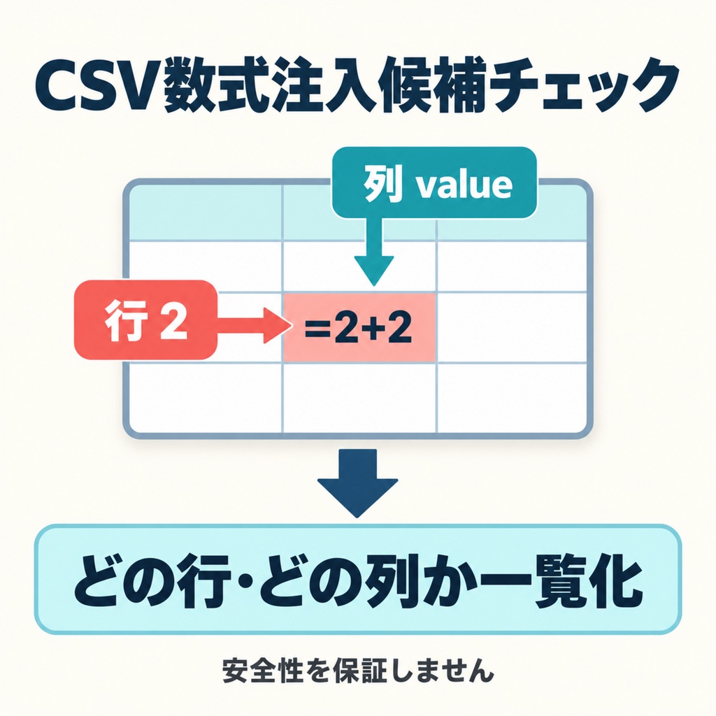 CSV数式注入候補チェック｜検出・アポストロフィ付加