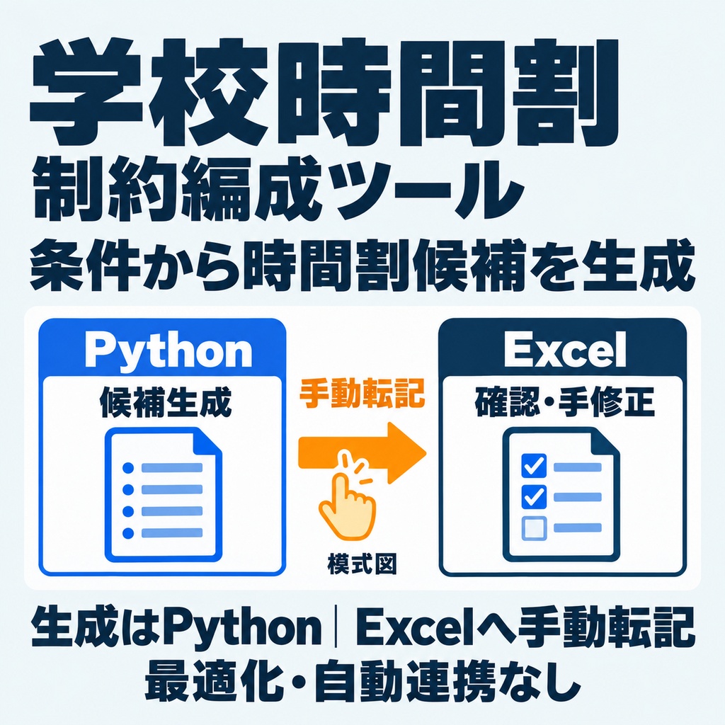 学校時間割 制約編成ツール｜CSVで候補生成・Excelで制約確認