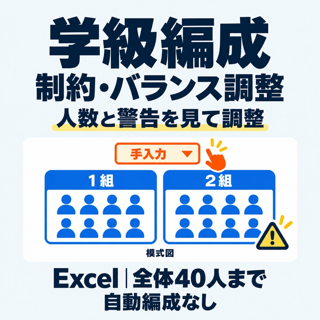学級編成 制約・バランス調整ブック｜手入力の編成案を人数・警告で比較