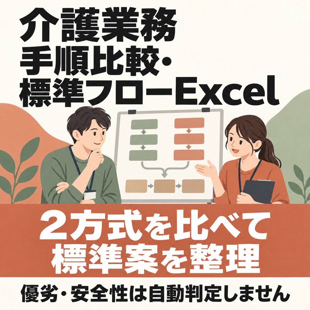 介護業務の手順比較・標準フロー作成Excel｜差異・現場テスト・承認を整理