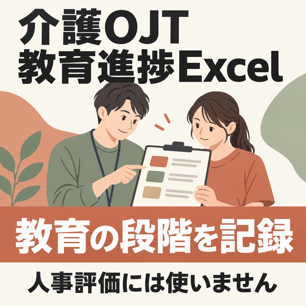 介護OJTの教育進捗管理Excel｜職員×教育項目の段階・次回確認日を可視化