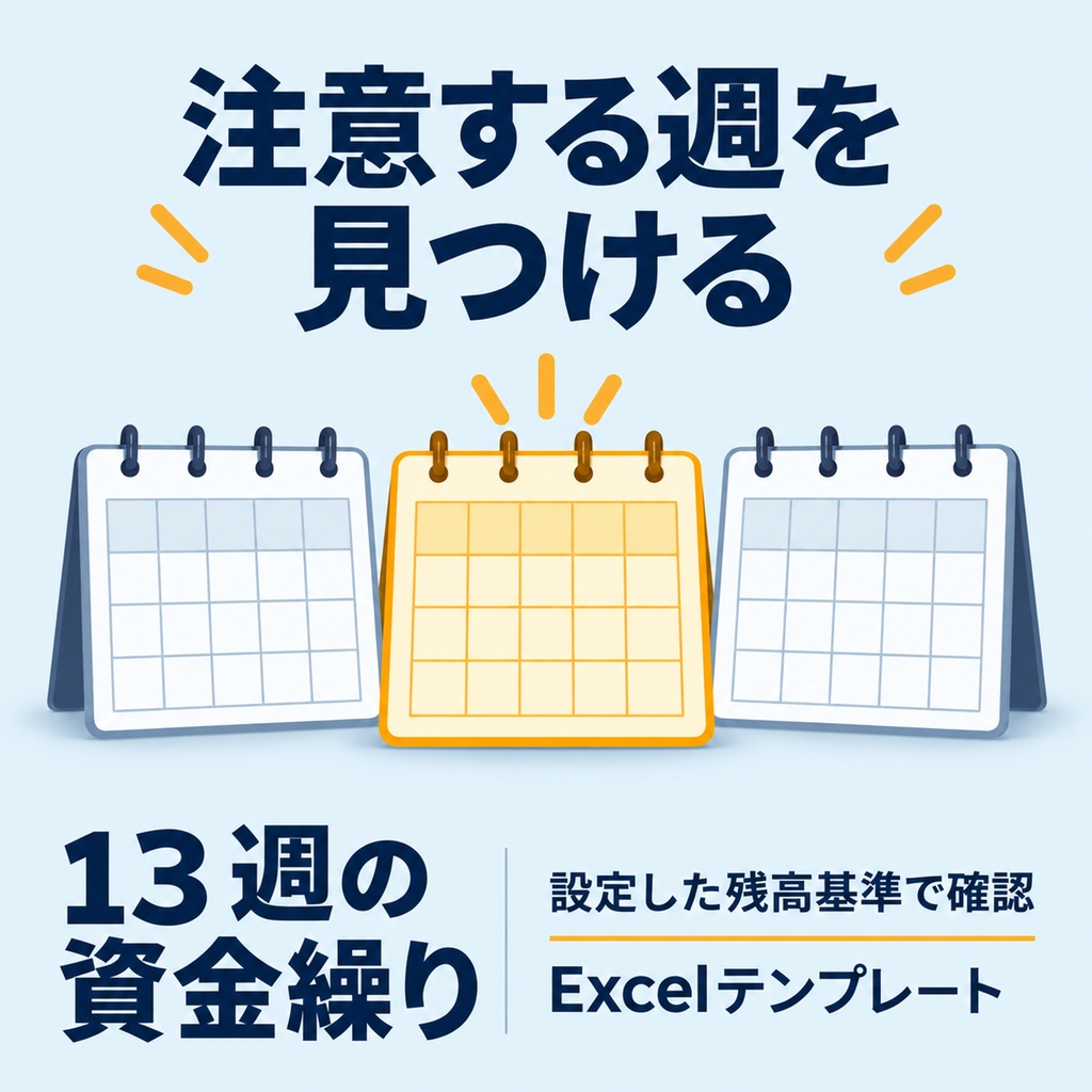 13週資金繰りExcelブック｜3つのシナリオで現金残高と警戒週を確認