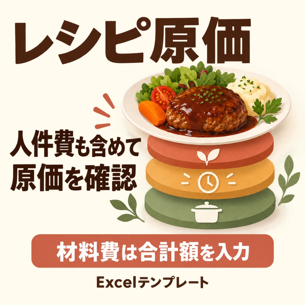 飲食店のレシピ原価Excel｜1食の総原価と販売数からメニューを4分類  カテゴリ