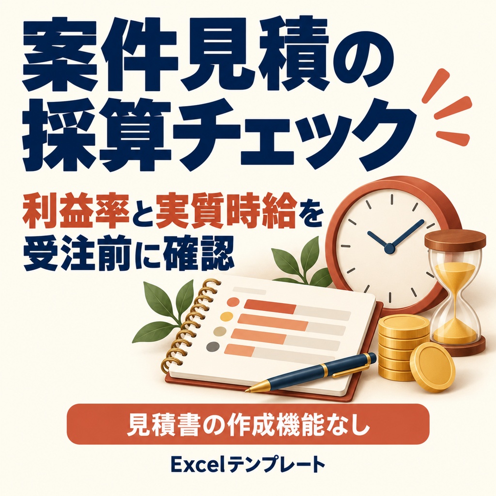 案件見積Excelブック｜工数・外部費から利益率と実質時給を確認