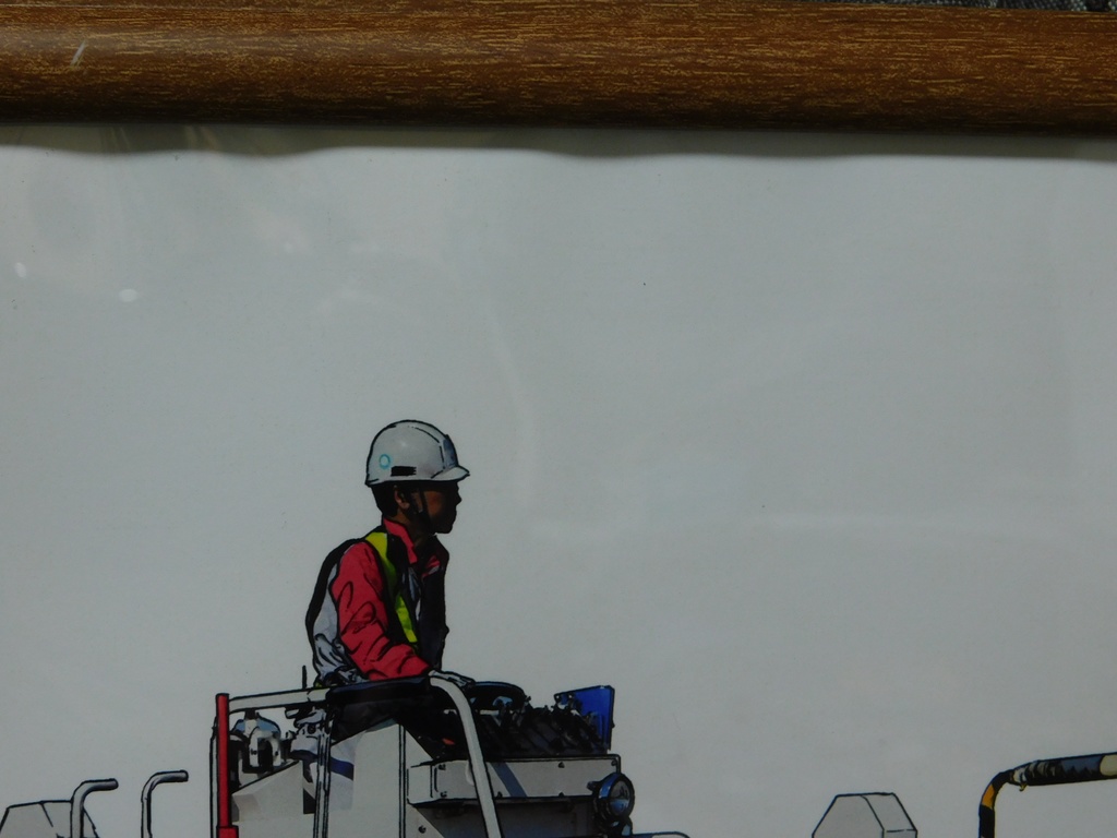 ハイリフトローダー簡易額装B4サイズ 原画によれが有るためお安くします。