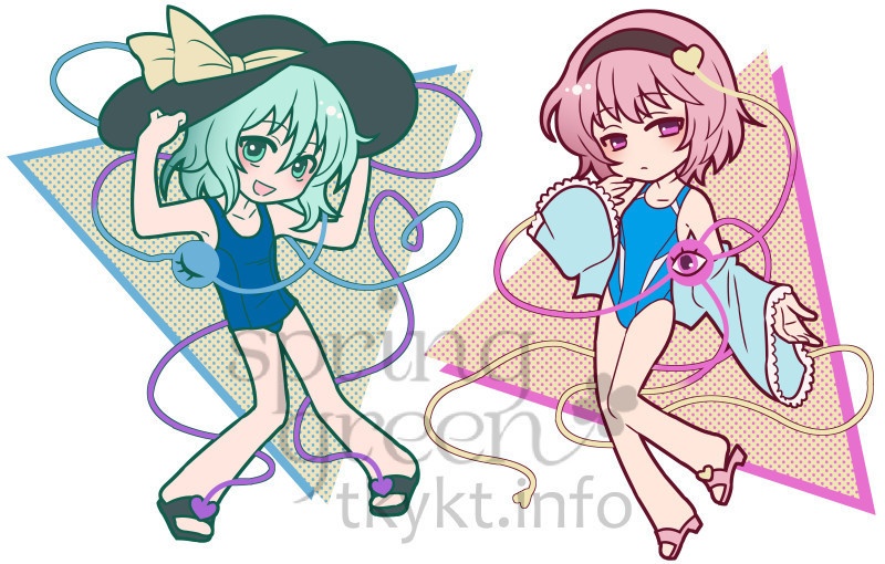 古明地さとり&こいしポストカード+ステッカー2枚セット