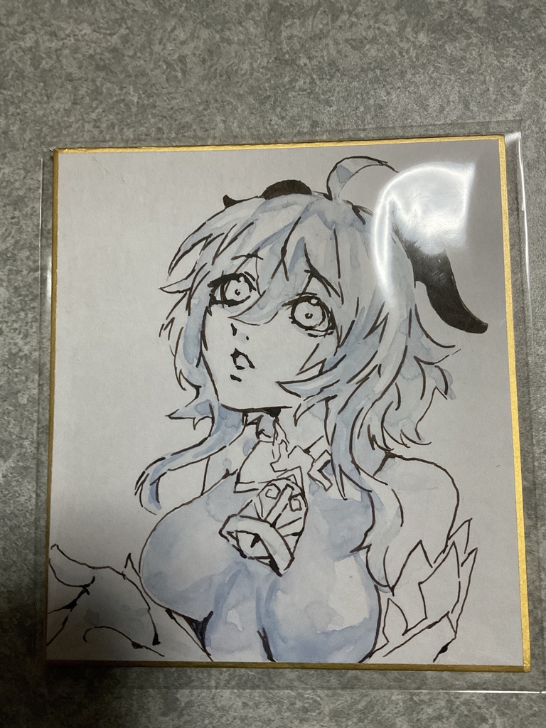 手書きミニ色紙　甘雨