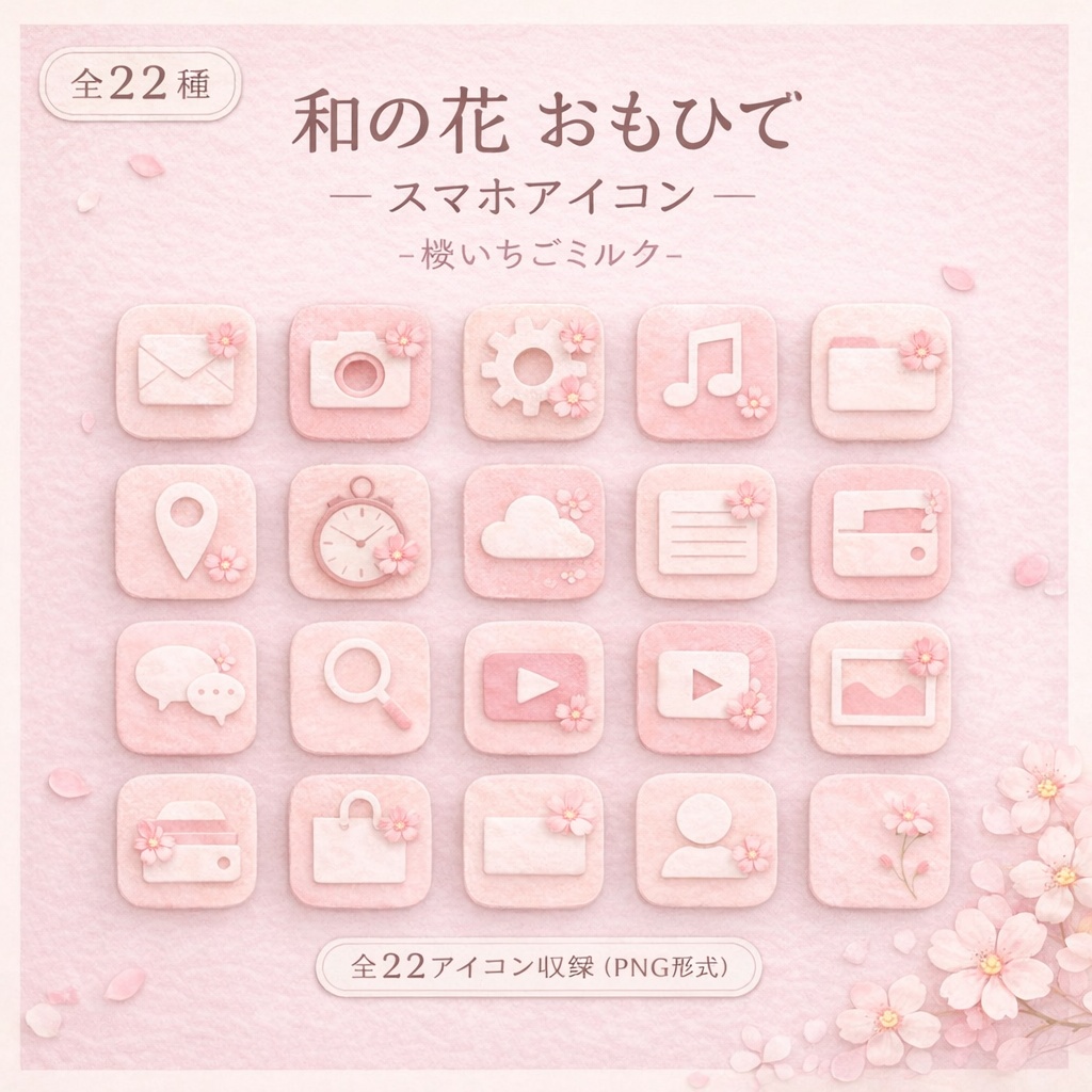 和の花 おもひで - 桜 いちごミルク - スマホアイコン