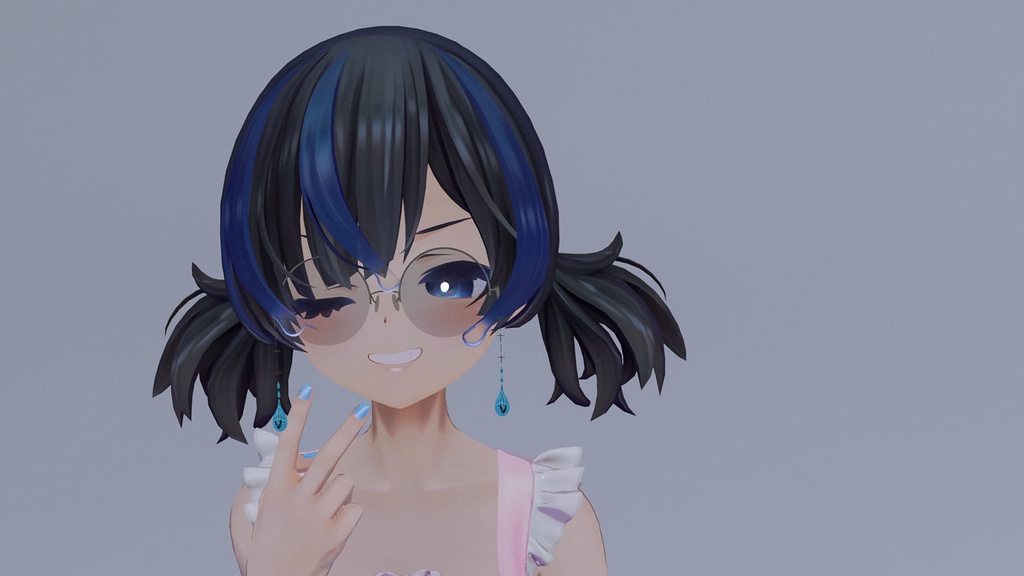 【VRC】丸眼鏡 Ver4a - しずくのアクセサリー付き【有料】