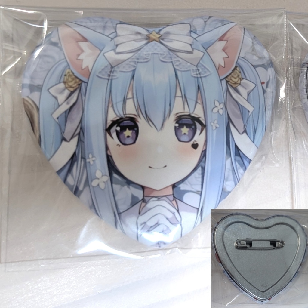 けもちわハートチャーム&ハート缶バッジ