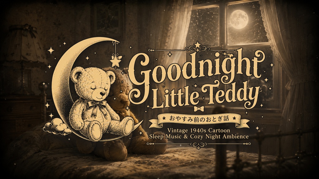 【睡眠用BGM】Goodnight Little Teddy｜月明かりのテディベアと眠る夜｜1940sレトロおとぎ話 MP3音楽集【20曲入り】