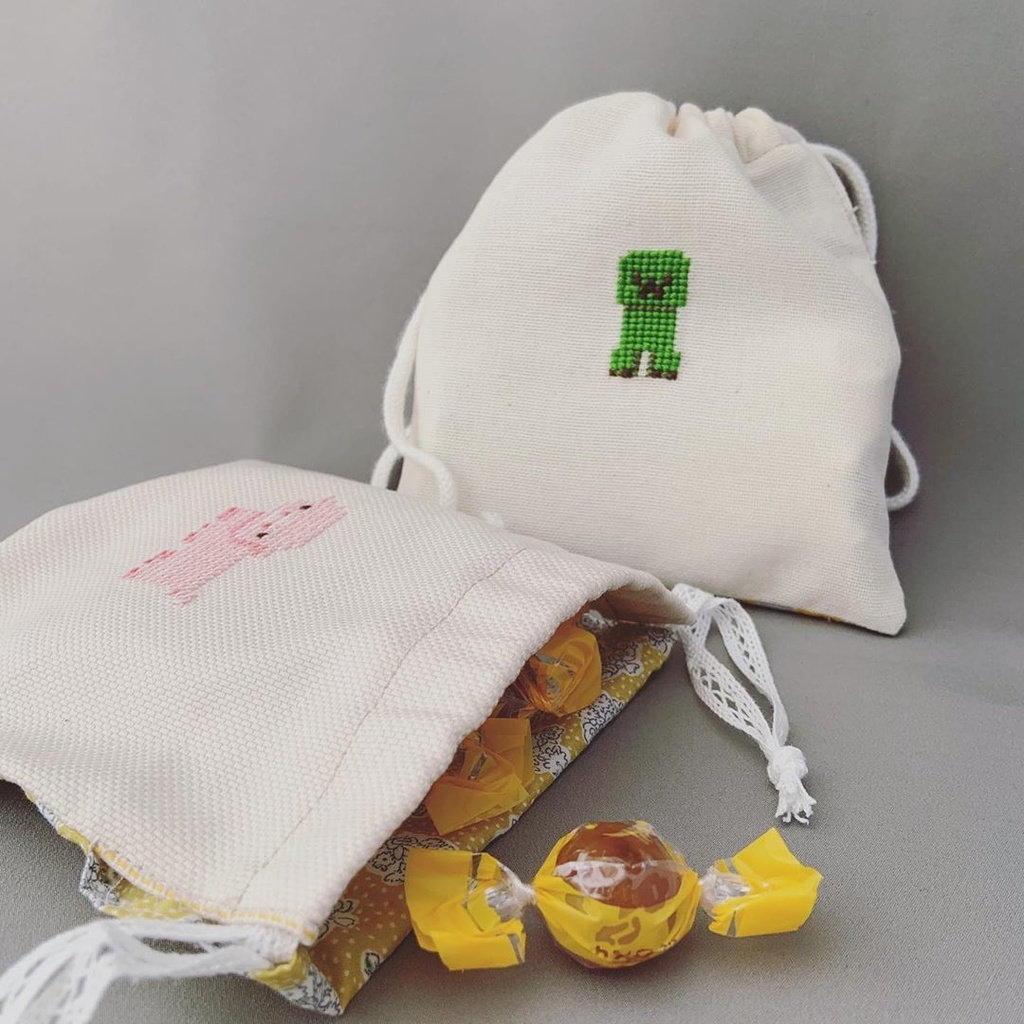 【無料図案】マイクラ地上MOBのクロスステッチ図案