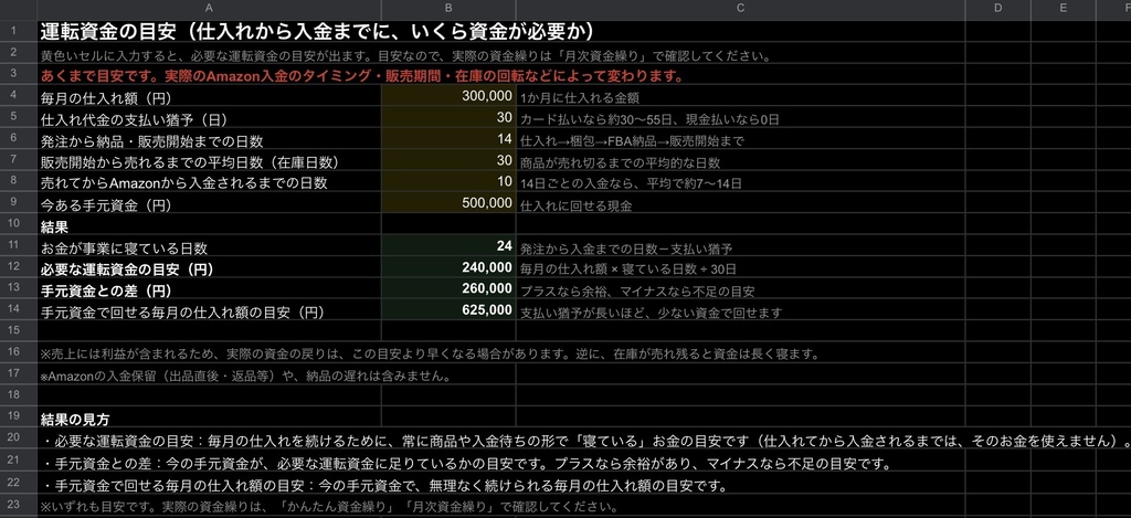【Amazon物販向け】資金繰りシート|仕入れ判断つき・この仕入れで資金は足りる?12か月先まで確認(Googleスプレッドシート)