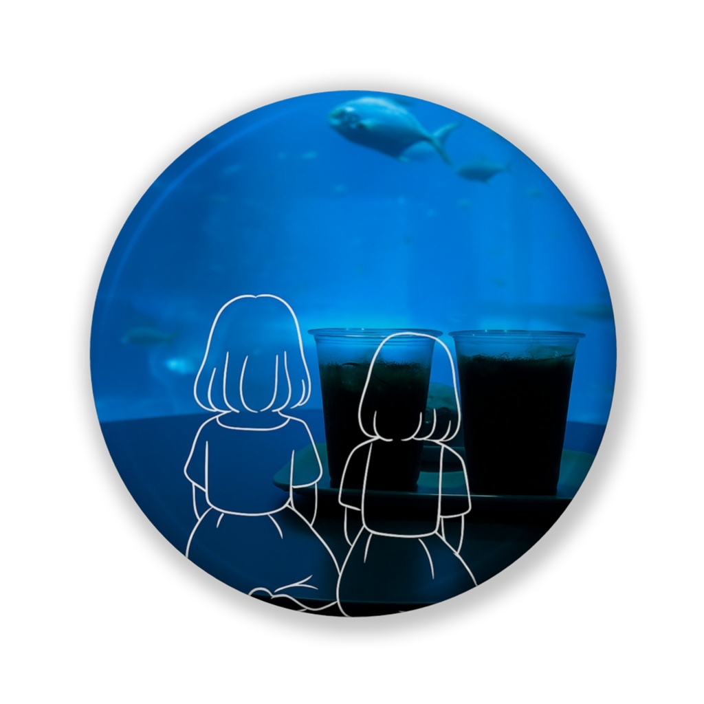 水槽のカフェで｜缶バッジ（line & light）