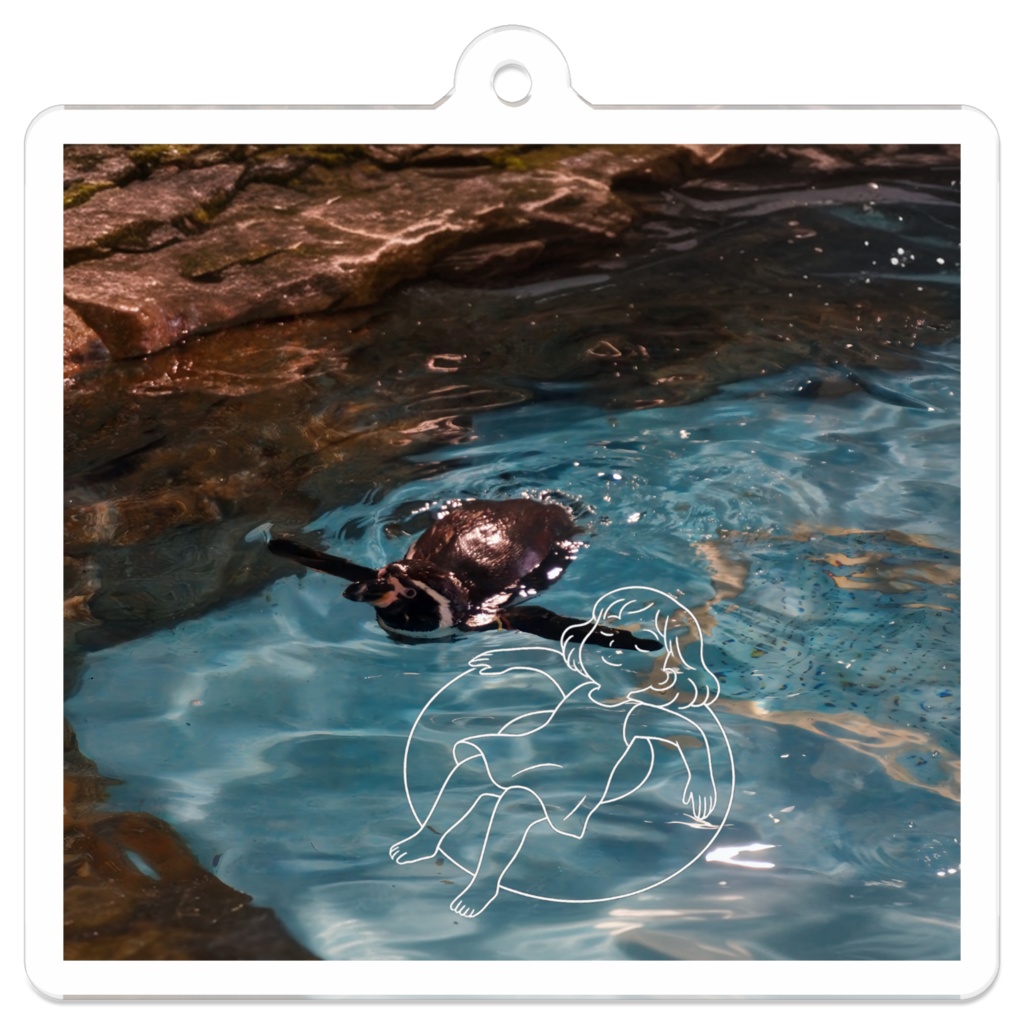 ペンギンとのんびり流れる午後｜アクリルキーホルダー（line & light）