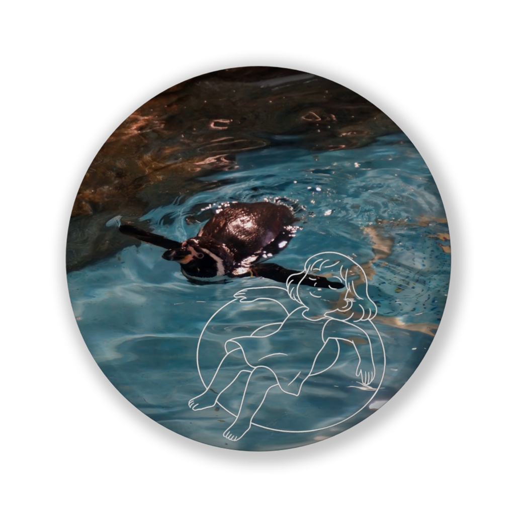 ペンギンとのんびり流れる午後|缶バッジ(line & light)