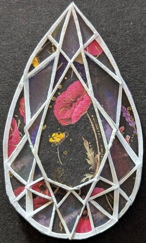 Paper Jewelry -pear shape-(Black Flower)