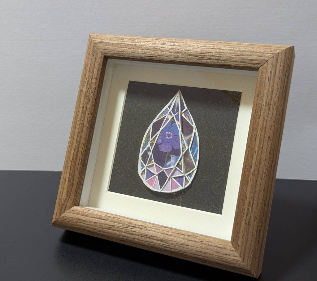 Paper Jewelry -pear shape-(Purple Flower)