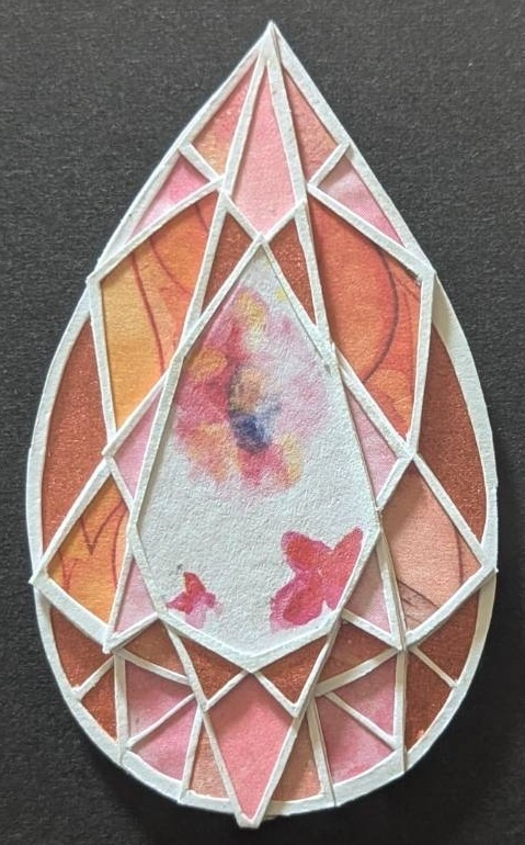 Paper Jewelry -pear shape-(Red Flower)