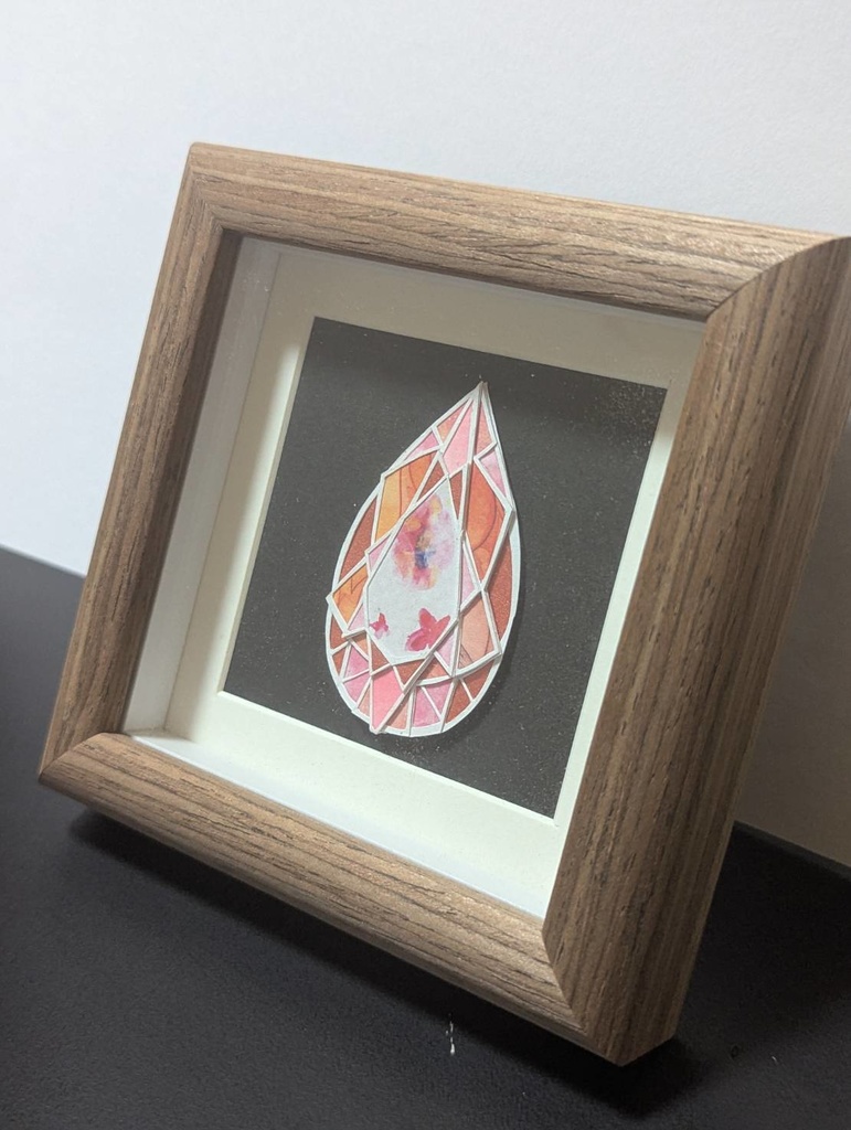 Paper Jewelry -pear shape-（Red Flower）