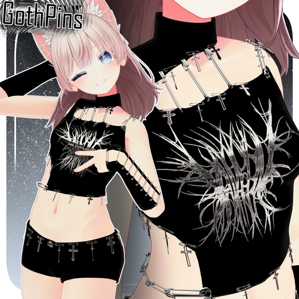 🧷GothPins🧷 Outfit For Shinano | Modular Avatar | 信濃の衣装 | モジュラーアバター