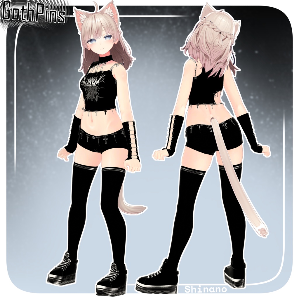 🧷GothPins🧷 Outfit For Shinano | Modular Avatar | 信濃の衣装 | モジュラーアバター