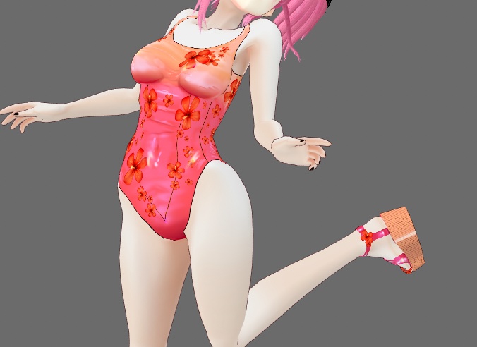 Floral Swimsuit + Wedge Sandals set for VRoid Stable and Beta (9 colors)