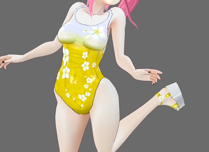 Floral Swimsuit + Wedge Sandals set for VRoid Stable and Beta (9 colors)