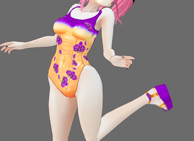 Floral Swimsuit + Wedge Sandals set for VRoid Stable and Beta (9 colors)